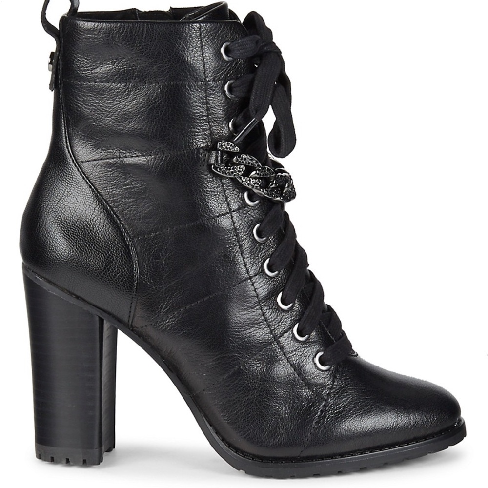 NEW LAGERFELD PARIS JADA LACE UP BOOTIES BLACK - Picture 6 of 7